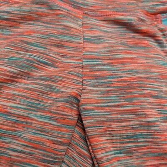 XOXO SPORT Size Large 6 NEON POLYESTER STRETCH ACTIVE LEGGINGS Pink Blue Stripes - Picture 3 of 7